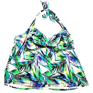 Catalina Women's 3X (22W-24W) Multicolor Soft Cup Halter Tankini Top